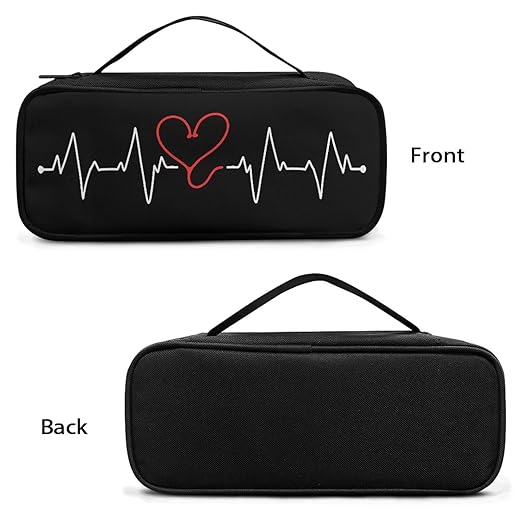 Gomyblomy Electrocardiogram Print Stethoscope Case Fits for Most Stethoscopes, Portable Stethoscope Holder with Extra Room for Nursing Accessories for Nurses and Doctors