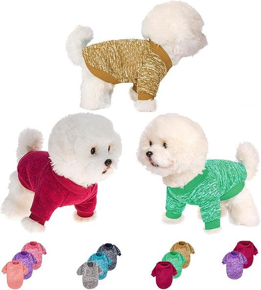Dog Sweater, Dog Sweaters for Small Dogs, 2, 3 Pack Warm Soft Pet Clothes for Puppy, Medium Large Cat, Dogs Girl or Boy, Dog Shirt for Winter Christmas (Red+Green+Coffee, Large)