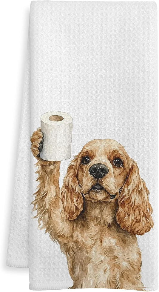 Funny Cocker Spaniel Gifts Bathroom Hand Towels, Cocker Spaniel Dog Lovers Gifts Decorative Hand Towels for Kids Guest Bathroom Washroom Half Bath, 16X24 Inch
