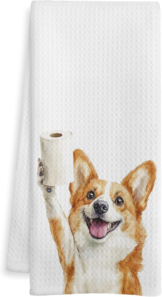 Funny Corgi Gifts Bathroom Hand Towels, Corgi Dog Lovers Gifts Decorative Hand Towels for Kids Guest Bathroom Washroom Half Bath, 16X24 Inch