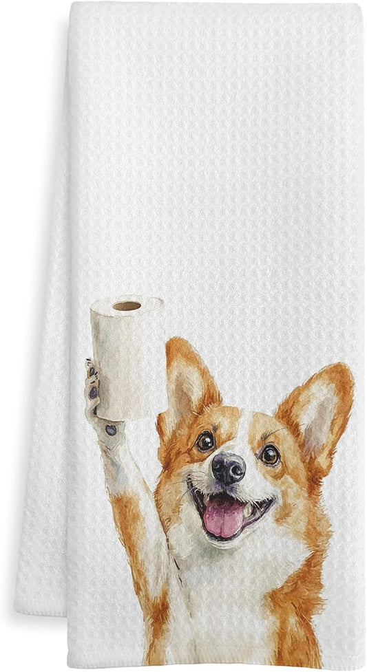 Funny Corgi Gifts Bathroom Hand Towels, Corgi Dog Lovers Gifts Decorative Hand Towels for Kids Guest Bathroom Washroom Half Bath, 16X24 Inch