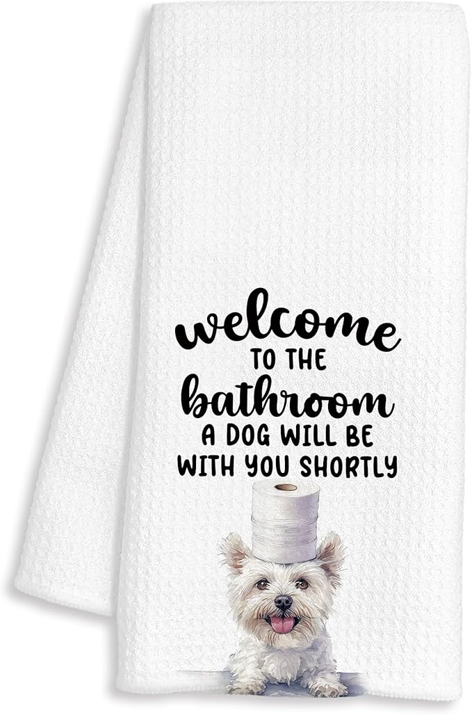 Funny West Highland White Terrier Dog Hand Towels for Bathroom Decor, Westie Gifts, Dog Lover Owner Gifts Decorative Hand Towels for Bathroom Restroom Room, 16x24 Inch