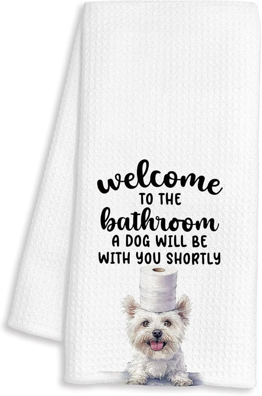 Funny West Highland White Terrier Dog Hand Towels for Bathroom Decor, Westie Gifts, Dog Lover Owner Gifts Decorative Hand Towels for Bathroom Restroom Room, 16x24 Inch