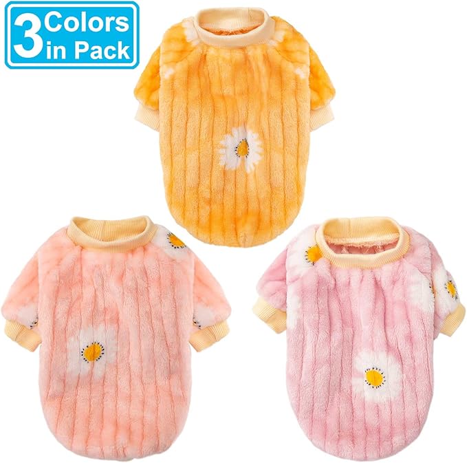 Dog Sweater, Dog Sweaters for Small Dogs, 2, 3 Pack Warm Soft Pet Clothes for Puppy, Medium Large Cat, Dogs Girl or Boy, Dog Shirt for Winter Christmas (Pink+Purple+Yellow, X-Small)