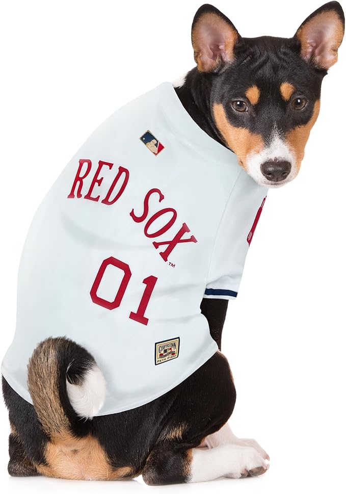 MLB Boston RED SOX Vintage Throwback Jersey for Dogs & Cats in Team Color. Comfortable Polycotton Material, Small