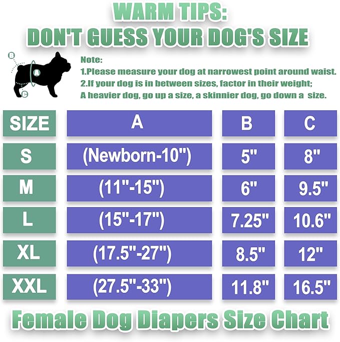 wegreeco XX-Large Dog Diapers Female No Tail Hole, Reusable French Bulldog Diapers Female