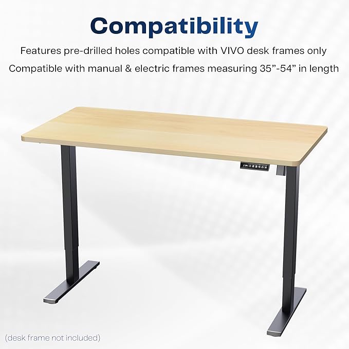 VIVO Universal 55 x 28 inch Solid One-Piece Table Top for Standard and Sit to Stand Height Adjustable Home and Office Desk Frames, Light Wood, DESK-TOP55-28C