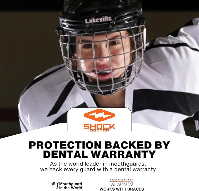 Shock Doctor Mouth Guard, Custom Fit Football Mouth Guard, Moldable Mouth Guard Boxing, Lacrosse, Hockey, MMA, Football & More, Mouthpiece, Mouthguard Sports, Adult & Youth