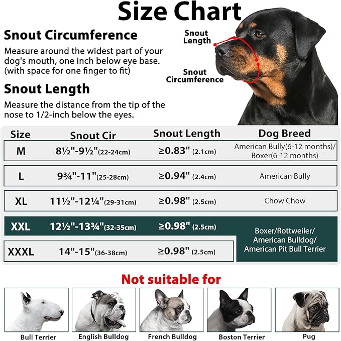 Mayerzon Pitbull Muzzle, Soft Dog Muzzle with Anti-Slip Strap for American Bully Bulldog Boxers Rottweilers, Fabric Mouth Guard for Medium Large Short Snout Dog Anti Biting Chewing, Allow to Drink