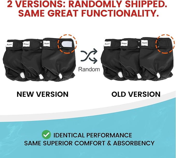 Avont 3 Pack Washable Female Dog Diapers, Premium Reusable Highly Absorbent Doggie Period Panties Durable Dog Diaper Cover -XS 3 Black