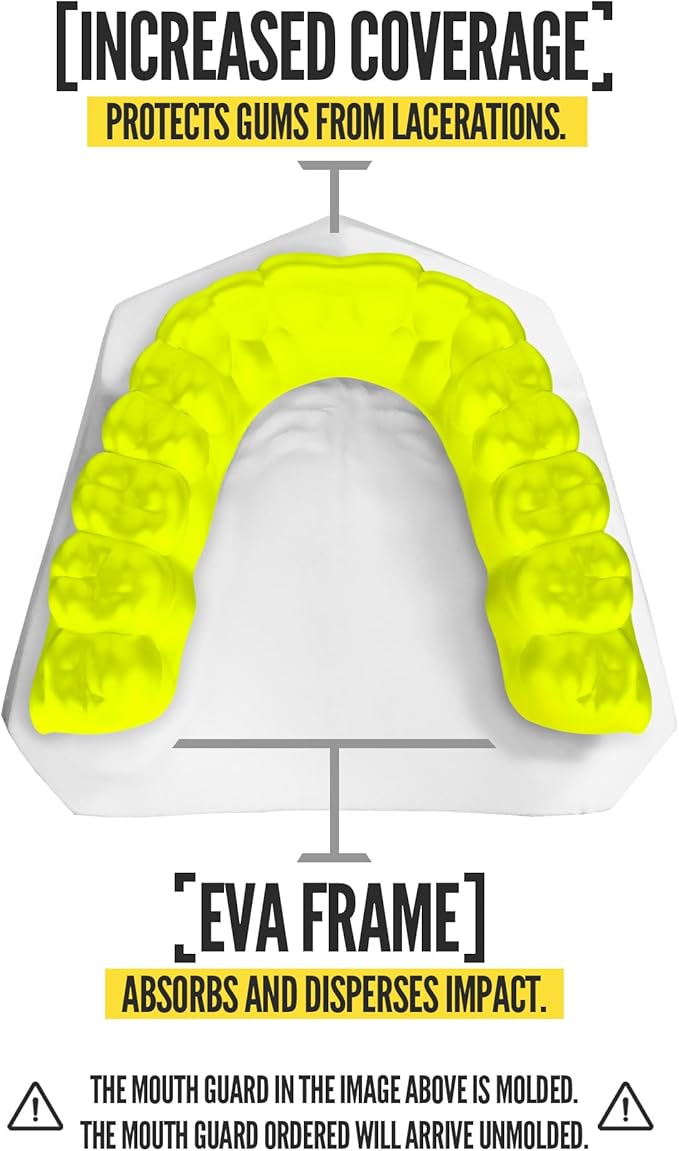 2 Pack Nxtrnd Classic Mouthguard, Custom Fit Sports Mouthpiece for Football, Boxing, MMA, Basketball, Hockey, Lacrosse, Youth & Adult (Neon Yellow)