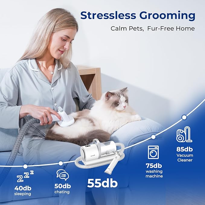 Pecute Self-Cleaning Slicker Brush for Dogs & 4-in-1 Pet Grooming Vacuum Kit with Clipper, Brush