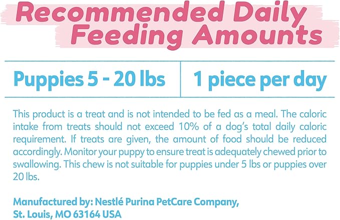 Dentalife Puppy Teething Dog Chews for Small Dogs 3 Months and Up,Chicken Flavor,17.3 oz.,19 Chews - 19 ct. Pouch,(Pack of 2)