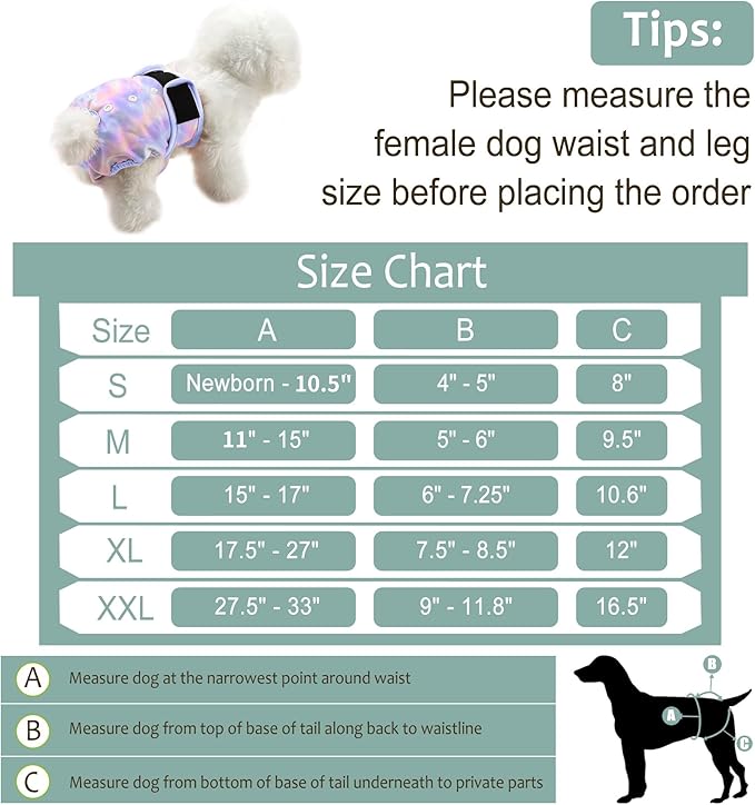 3 Pack Female Dog Diapers - Reusable Diapers for Doggie in Heat - Highly Absorbent Dog Diapers Female for Pet Incontinence with Adjustable Snaps (Tie Dye, XXL)