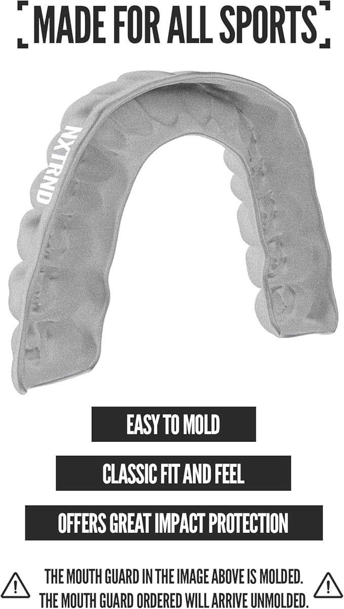 2 Pack Nxtrnd Classic Mouthguard, Custom Fit Sports Mouthpiece for Football, Boxing, MMA, Basketball, Hockey, Lacrosse, Youth & Adult (Silver)