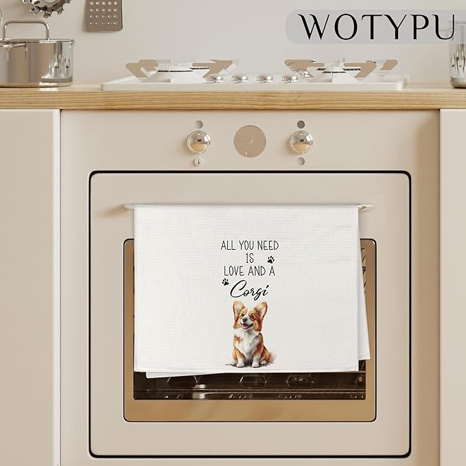 Funny Corgi Gifts Kitchen Towels, Dog Lover Gifts Dish Tea Towels for Kitchen, Gifts for Corgi Lovers Decorative Hand Towel for Bathroom, Dog Bathroom Decor, 16x24 Inch