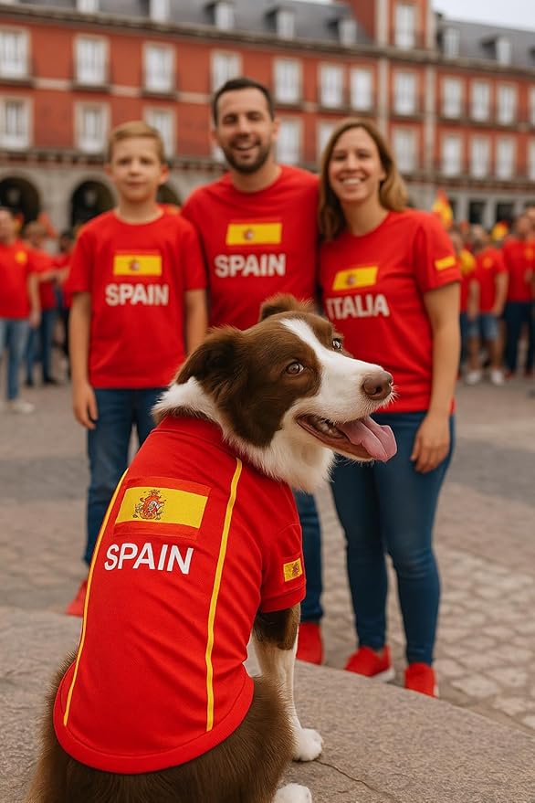 Parisian Spain Dog Jersey - Breathable Mesh Puppy Football Jersey - Lightweight Stretch Sporty Dog Clothes - Summer Shirts for Large Dogs - Soccer Jersey for Dogs - Sportswear Pet Clothes