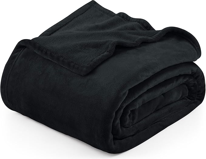Utopia Bedding Black Fleece Blanket Twin Size Lightweight Fuzzy Soft Anti-Static Microfiber Dorm Bed Blanket (90x66 Inch)