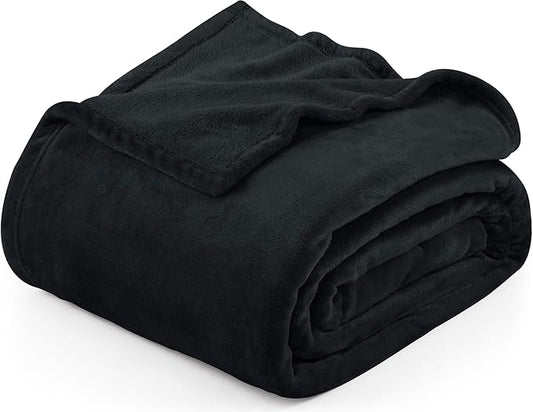 Utopia Bedding Black Fleece Blanket Twin Size Lightweight Fuzzy Soft Anti-Static Microfiber Dorm Bed Blanket (90x66 Inch)