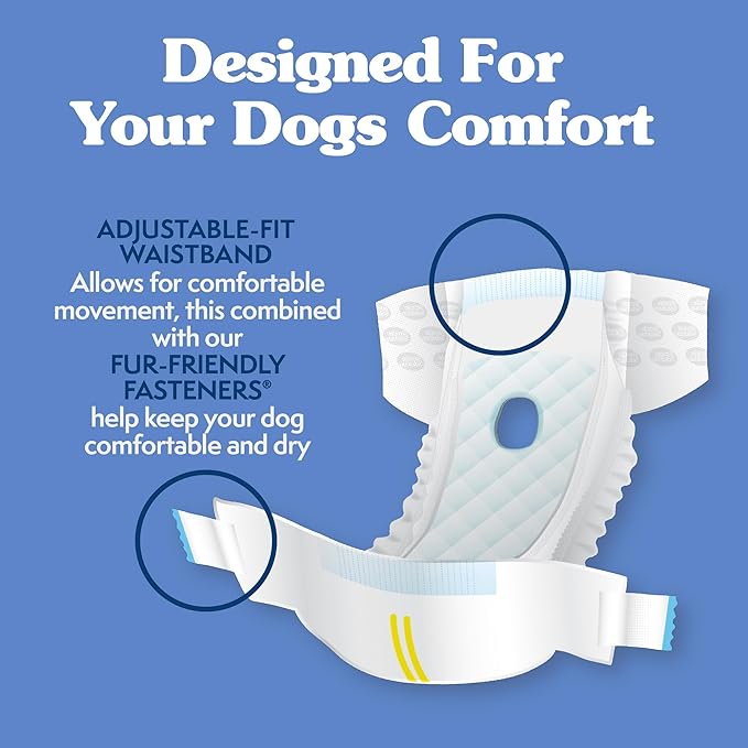 Simple Solution Disposable Dog Diapers for Female Dogs, Leak Proof Diaper for Dogs, Potty Training, XS Puppy Training, Incontinence, Diaper for Peeing, For Small Pets, 9-14 Inch Waist, 12 Count