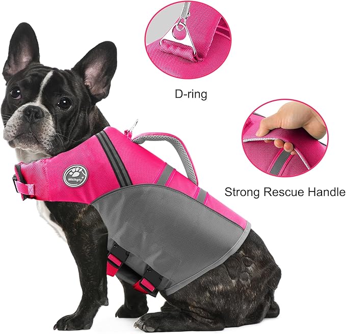 Mklhgty Dog Life Jacket for Swimming & Boating, Ripstop Safety Vest with Rescue Handle, High Buoyancy Preserver for Small Medium Large Dogs