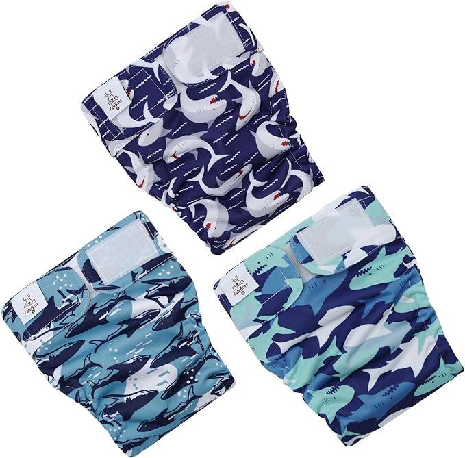 CuteBone Washable Dog Diapers Female No Tail Hole 3 Pack Reusable Doggie Period Training Pants for Docked-Tail Frenchie French Bulldog Boston Terrier Without Tail WWD23XS