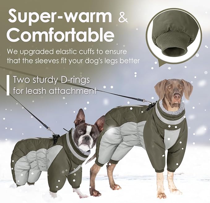 AOFITEE Large Dog Coat Warm Dog Jacket for Winter, Dogs Winter Coat with Harness Built in, Reflective Turtleneck Dogs Puffer Jacket Snowsuit, Full Body Fleece Coats for Small Medium Large Pet, XXL
