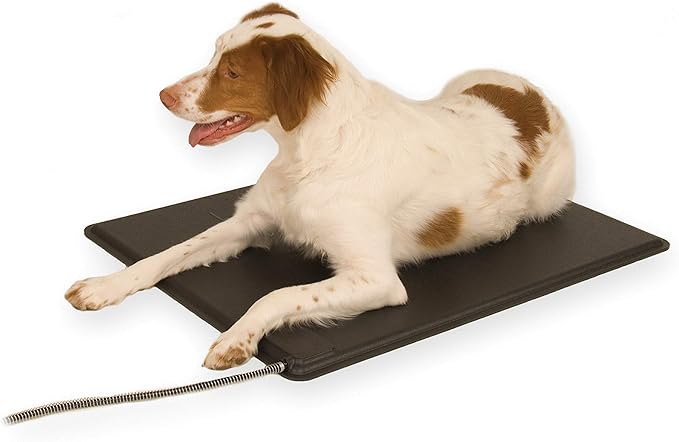 K&H Pet Products Lectro-Kennel Heated Outdoor Dog Pad, Durable Rigid ABS Plastic Waterproof Heated Pad for Dog & Cat Houses Outdoor, Washable Cover, Safety Listed - Medium 22.5 X 16.5in Black 60W