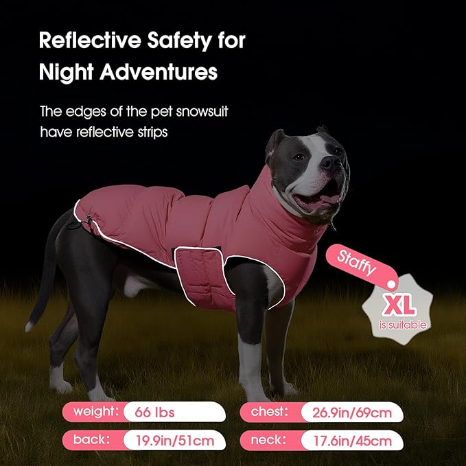 FUAMEY Dog Puffer Jacket for Small Dogs,Dog Cold Weather Coats Winter Dogs Down Jackets Waterproof Pet Snowsuits Warm Puppy Winter Vest Turtleneck Pets Adjustable Jackets Coats Pink XS
