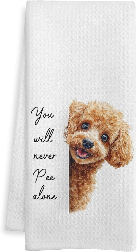 Funny Goldendoodle Gift Bathroom Hand Towels, Goldendoodle Gifts, You Will Never Pee Alone Decorative Hand Towels for Guest Bathroom Washroom Half Bath, 16x24 Inch