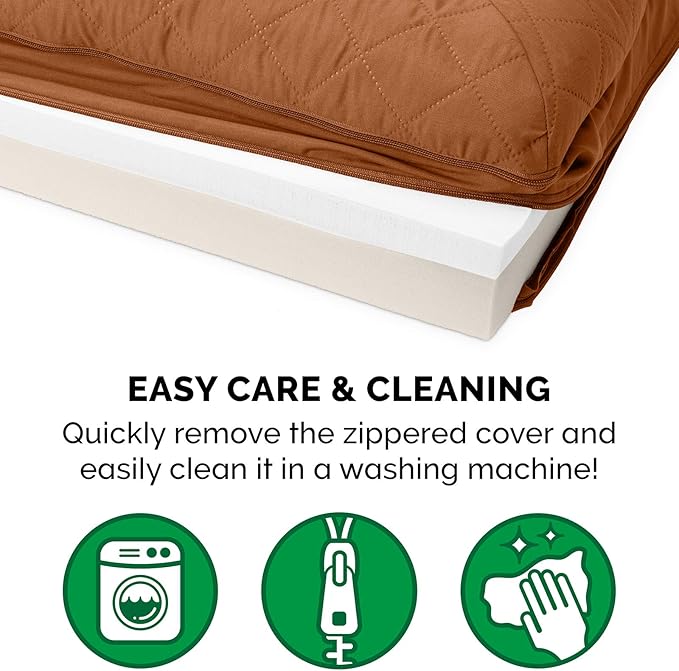 Furhaven Memory Foam Dog Bed for Large Dogs w/ Removable Bolsters & Washable Cover, For Dogs Up to 125 lbs - Quilted Sofa - Toasted Brown, Jumbo Plus/XXL