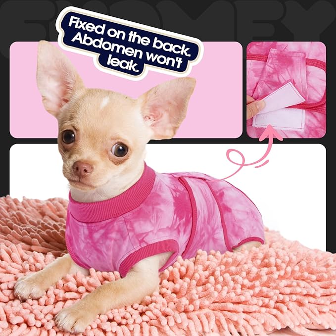 FUAMEY Surgery Recovery Suit for Large Dogs,Dog Surgery Suit Female Spay Male Dogs Neuter Recovery Shirt Dog Onesie Anti Licking Abdominal Wounds Pet Bodysuit Skin Conditions Rose Dye L