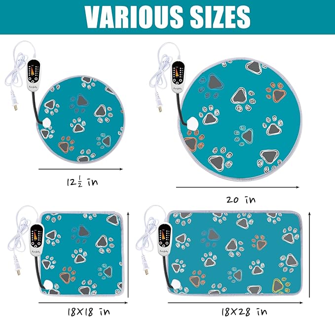 furrybaby Dog Heating Pad, Pet Heating Pad for Dogs with Durable Anti-Bite Tube Indoor, Heated for Dogs House Puppies Cats (1 Pack Green, 24 X 16in, Temp Adjustable)