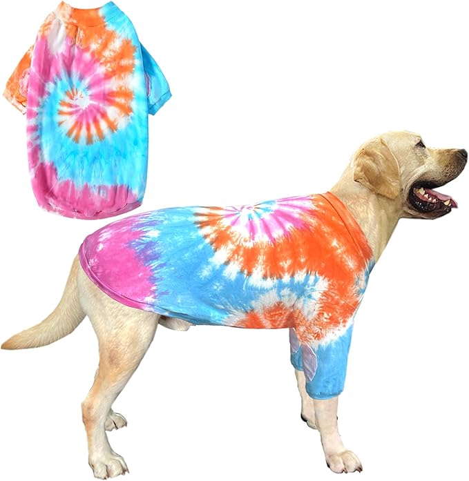 Dog Cotton Colorful Pink Orange T-Shirts Soft and Stretchy Dog Shirt Pajamas Pets Clothes for Medium Dogs(Medium PinkOrange)