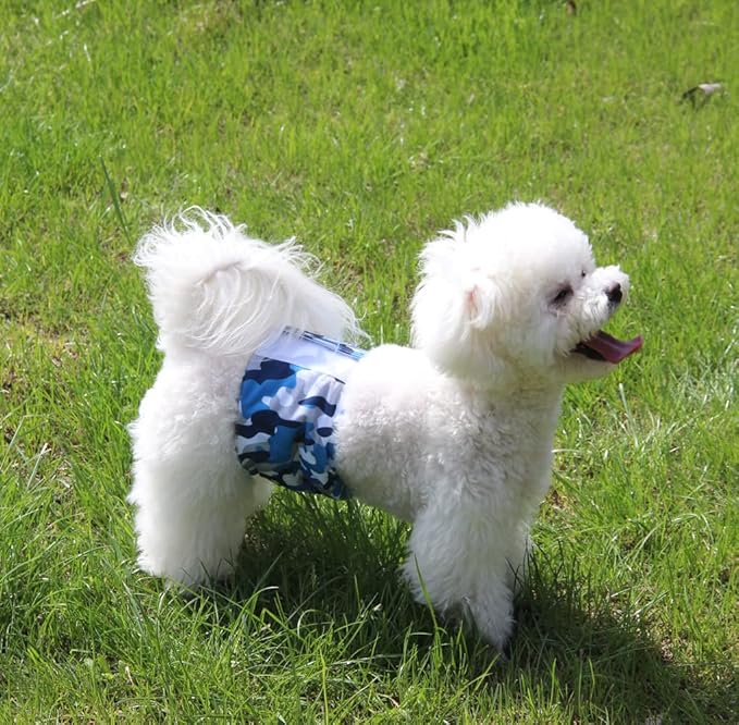 Reusable Belly Bands for Small Dogs,3 Pack Premium Washable Dog Diapers Male Puppy Nappies Wrap Camo,S