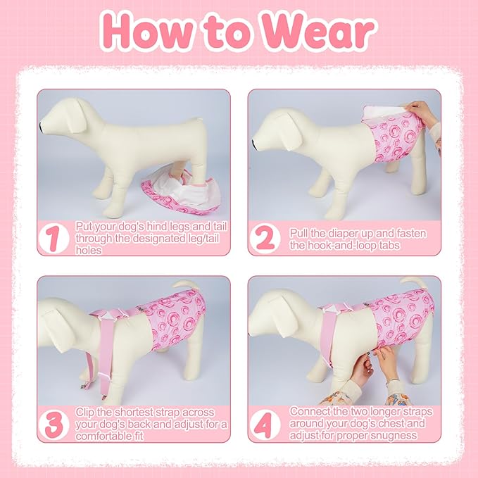 Reusable Female Dog Diapers with Suspender, Washable Dog Period Panties, Highly Absorbent Female Dogs Diapers for Heat Incontinence, 3X-Large