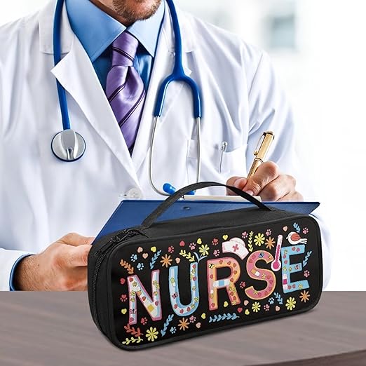 Gomyblomy Cute Stethoscope Case with Extra Room for Nurses and Doctors, Floral Dog Paw Print Stethoscope Holder Storage Large Capacity Stethoscope Carrying Case with Handle