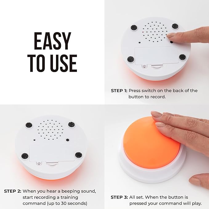 Talking Buttons for Dogs - Dog Training Push Buttons -Talk Commands into 6 Speaking Buttons with 24 Command Stickers for Easily Training Dogs