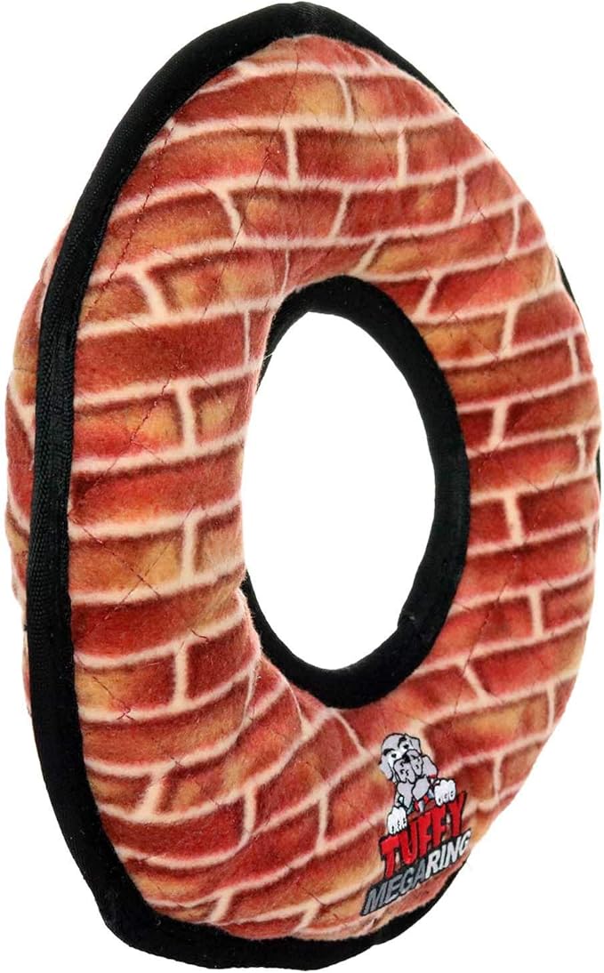 TUFFY - World's Tuffest Soft Dog Toy - MEGA -Multiple Layers. Made Durable, Strong & Tough. Interactive Play (Tug, Toss & Fetch). Machine Washable & Floats (Ring Brick, Large 2 Pack)
