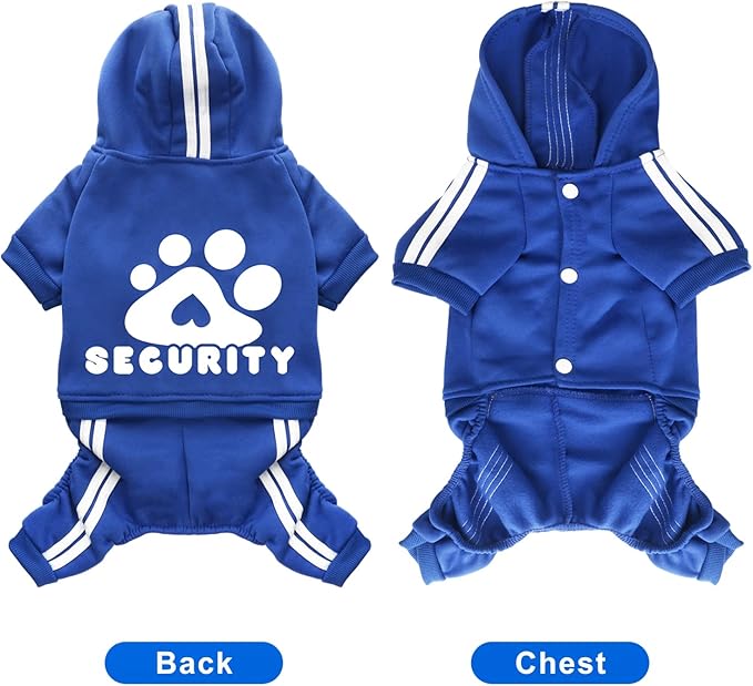 Dog Hoodie Security Clothes 4 Legs Jumpsuit Sweatshirt Hoodies Soft & Warm Dog Outfit Pullover Dog Winter Clothes Sweater for Small Medium Large Dogs Cats (Blue, X-Large)