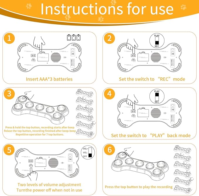 RIBOSY Dog Buttons for Communication, 7 in 1 Dog Talking Button Set, Recordable Training Buzzers for Dogs with 50 Scene Stickers (Battery Included)