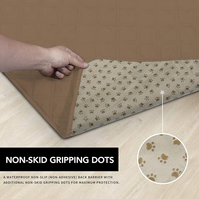 Easy-Going 100% Waterproof Dog Bed Cover, Non-Slip Pet Blanket for Furniture, Washable Couch Cover, Repleasement Sofa Cover (120X82 in,Camel)