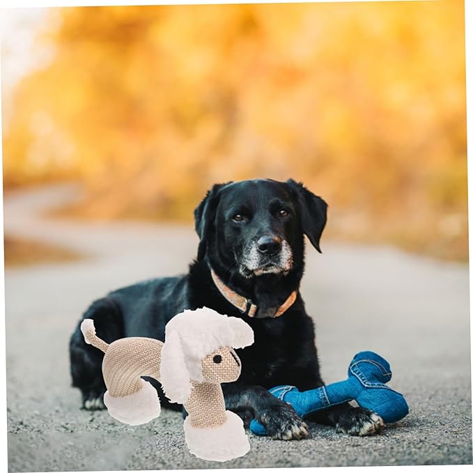 SUPVOX 1pc Plush Pet Toy Squeakers and Chew Toy for Dogs and Puppies for Teething and Boredom Relief Beige Poodle