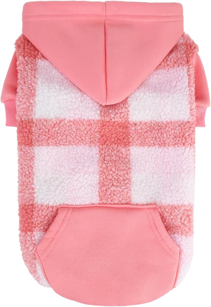 PUPTECK Dog Hoodie Puppy Sweatshirt Warm Dog Sweater Winter Clothes Cold Weather Coats for Small Medium Large Dogs, Pink, S/M