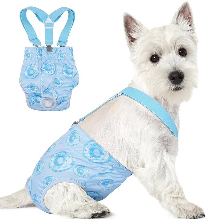 Reusable Female Dog Diapers with Suspender, Washable Dog Period Panties, Highly Absorbent Female Dogs Diapers for Heat Incontinence, Medium