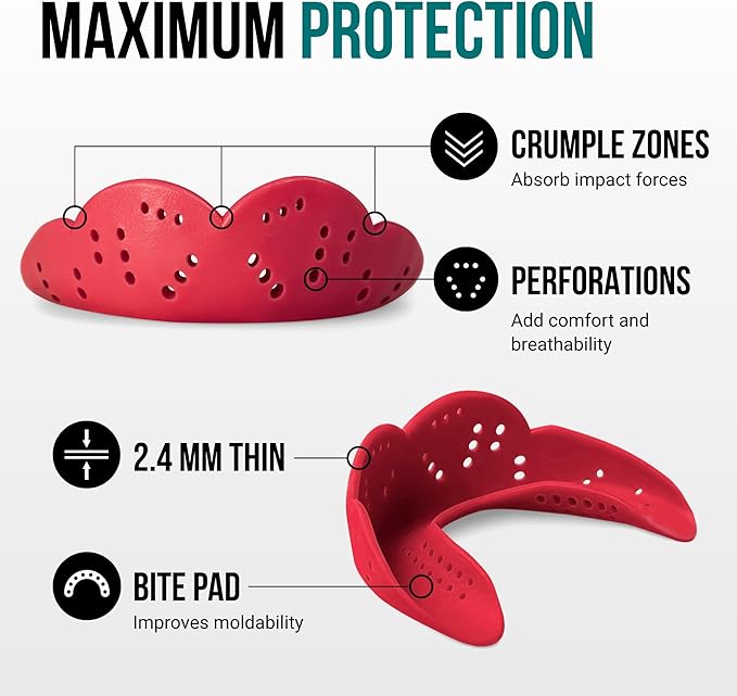 SISU Max Mouthguard - 50% Stronger, Maximum Protection for Rugby, MMA, Boxing, Lacrosse, Football, Hockey, High-Impact Sports - Adult Fit, Remoldable Up to 20 Times, Works for Braces
