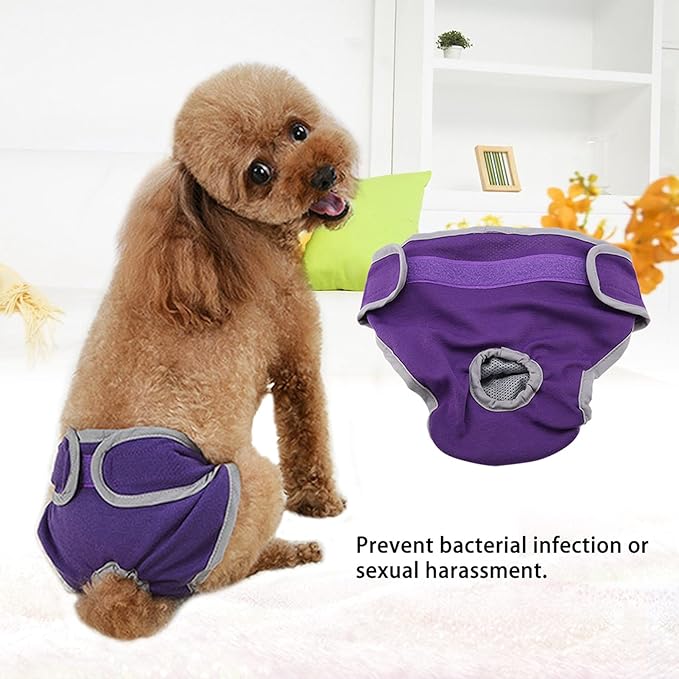 SUNGOOYUE Reusable Dog Diapers Female, Polyester Elastic Dog Physiological Pants with Adjustable Fit for Heat Cycle 11.8-29.5in for Small Medium Large Dogs (S)