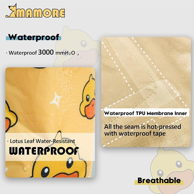 MAMORE Dog Raincoat, Waterproof Rain Jacket with Hood for Small Medium Large Dogs and Puppies, Packable Dog Poncho, Reflective, Adjustable (Yellow Duck, Large)