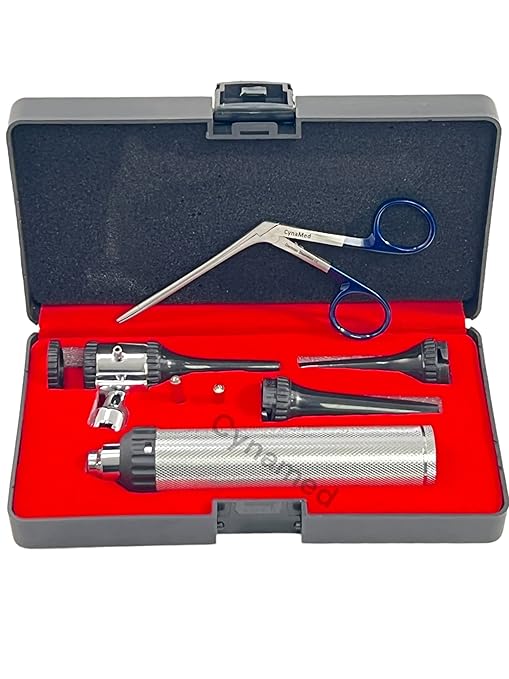 ArtLaB-Premium Veterinary Otoscope Set Kit Veterinary Diagnostic Set Instrument with Reusable Ear Speculas Set -Veterinary Diagnostic Otoscope Set and Hartman Speculum (Vet Slit Head with Forceps)