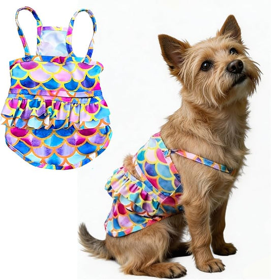 Funny Dog Swimwear Bikini Summer Dog Clothes Beach Swimsuit Puppy Bathing Suit Puppy Vest Cooling Pet Shirt for Small Dogs, Cat Apparel (Mermaid, Medium)